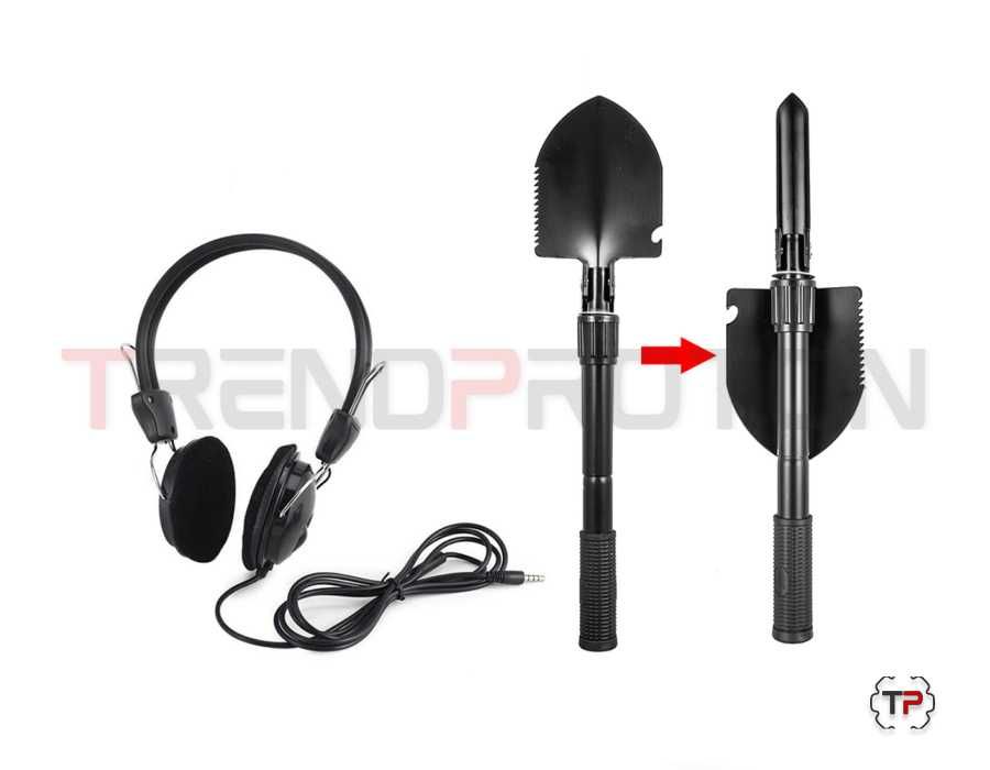 Detetor de Metais Digital com Auscultadores, Pá e Mala de Transporte