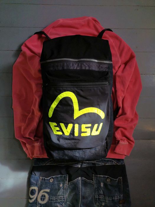 evisu recycling рюкзак чорний джинсовий нейлон яскравий міський