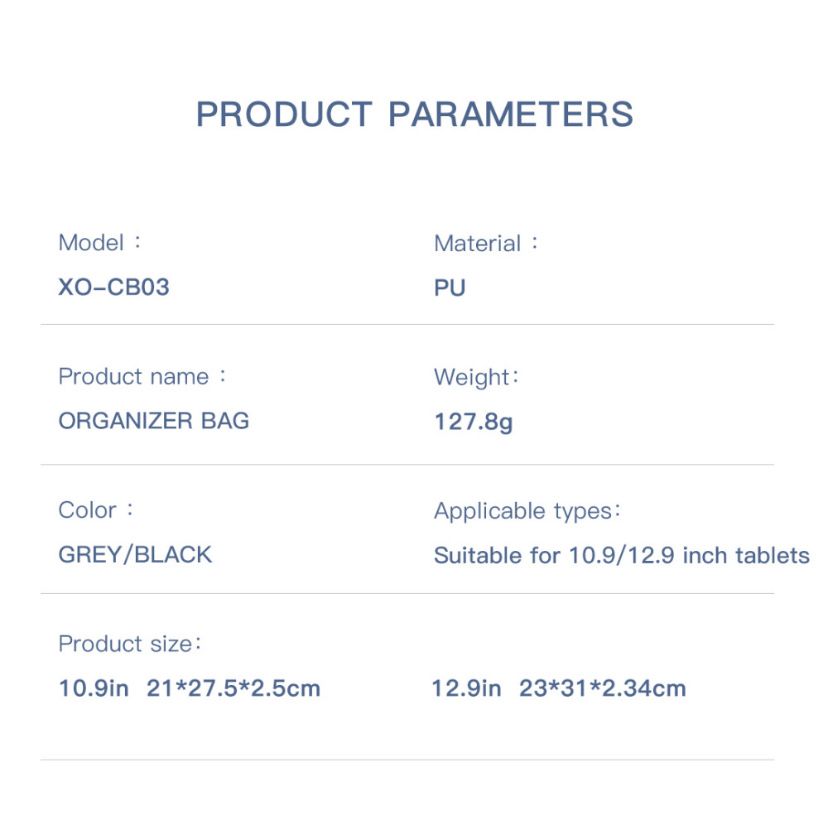 Сумка для iPad XO CB03 10.9 та 12.9 дюймів