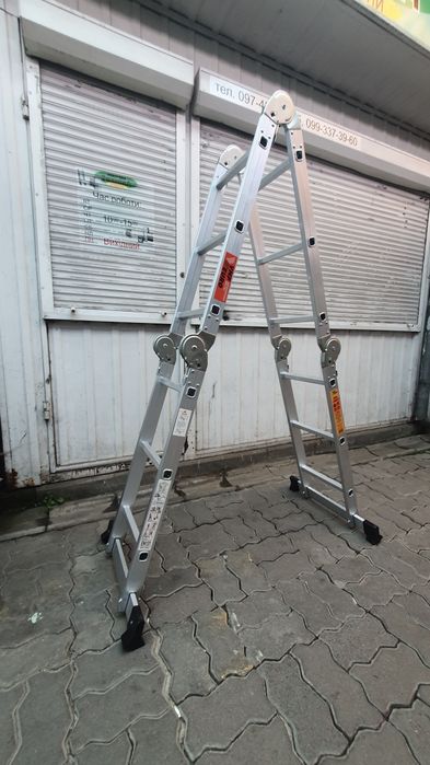 Драбина трансформер 4×3,4×4 алюмінієва,трьохсекційна,лестница