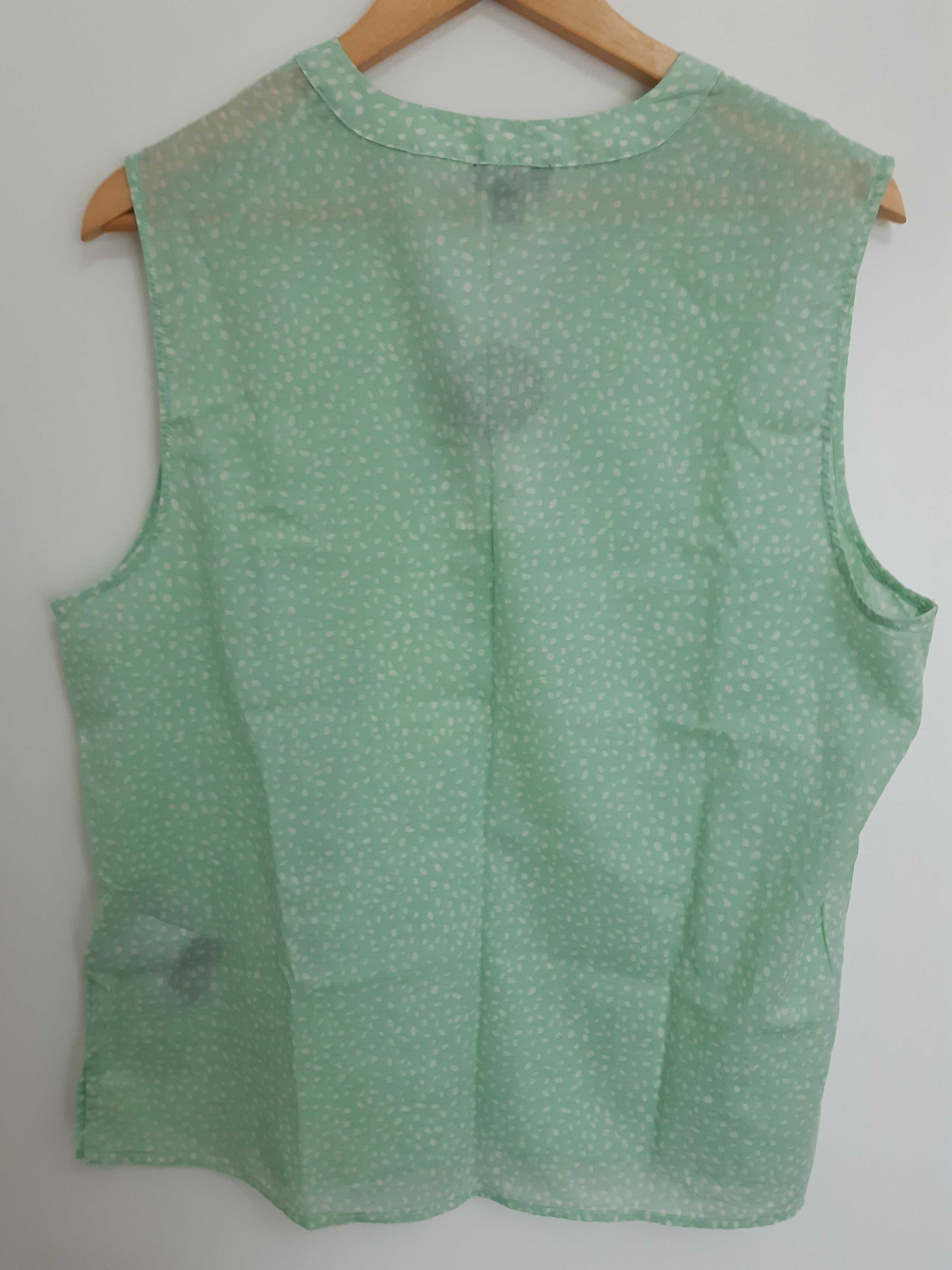 Blusa/camisa C&A decote V cavas verde/branco tamanho 42