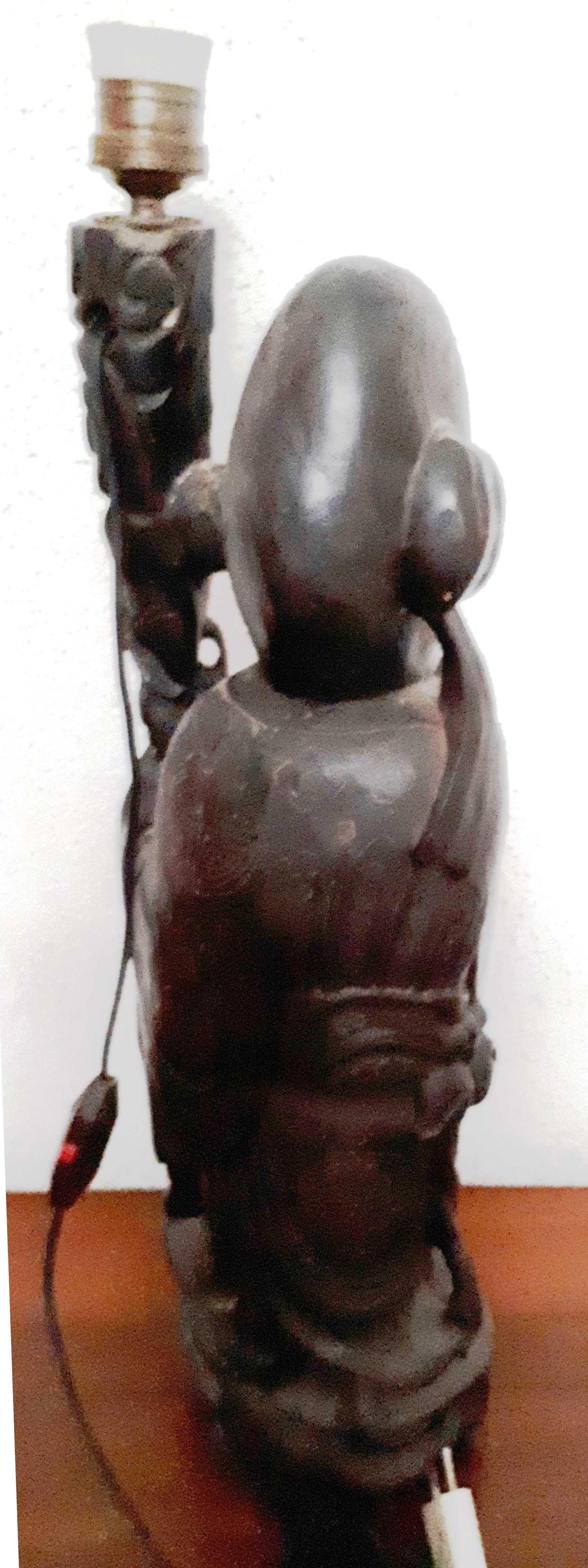 NV Preço candeeiro antigo em pau-preto esculpido ancião chines 60cms