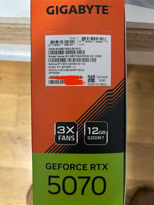 Gigabyte GeForce RTX 5070 Gaming 2625 MHz 12GB GDDR7 2625 MHz