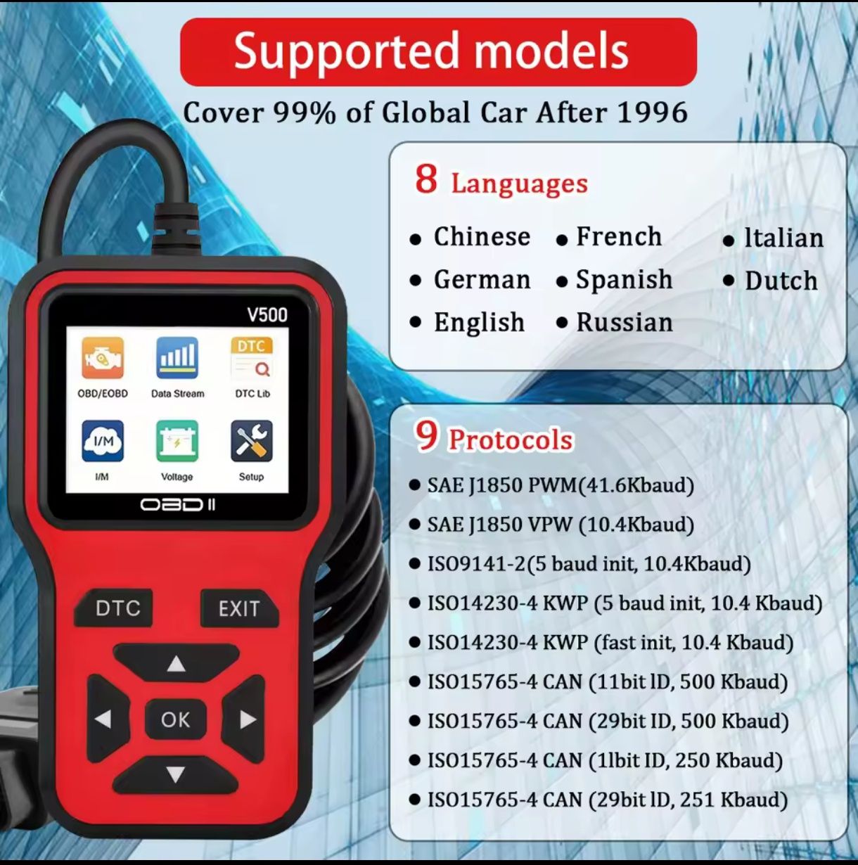 Máquina de diagnóstico V500 OBD2
