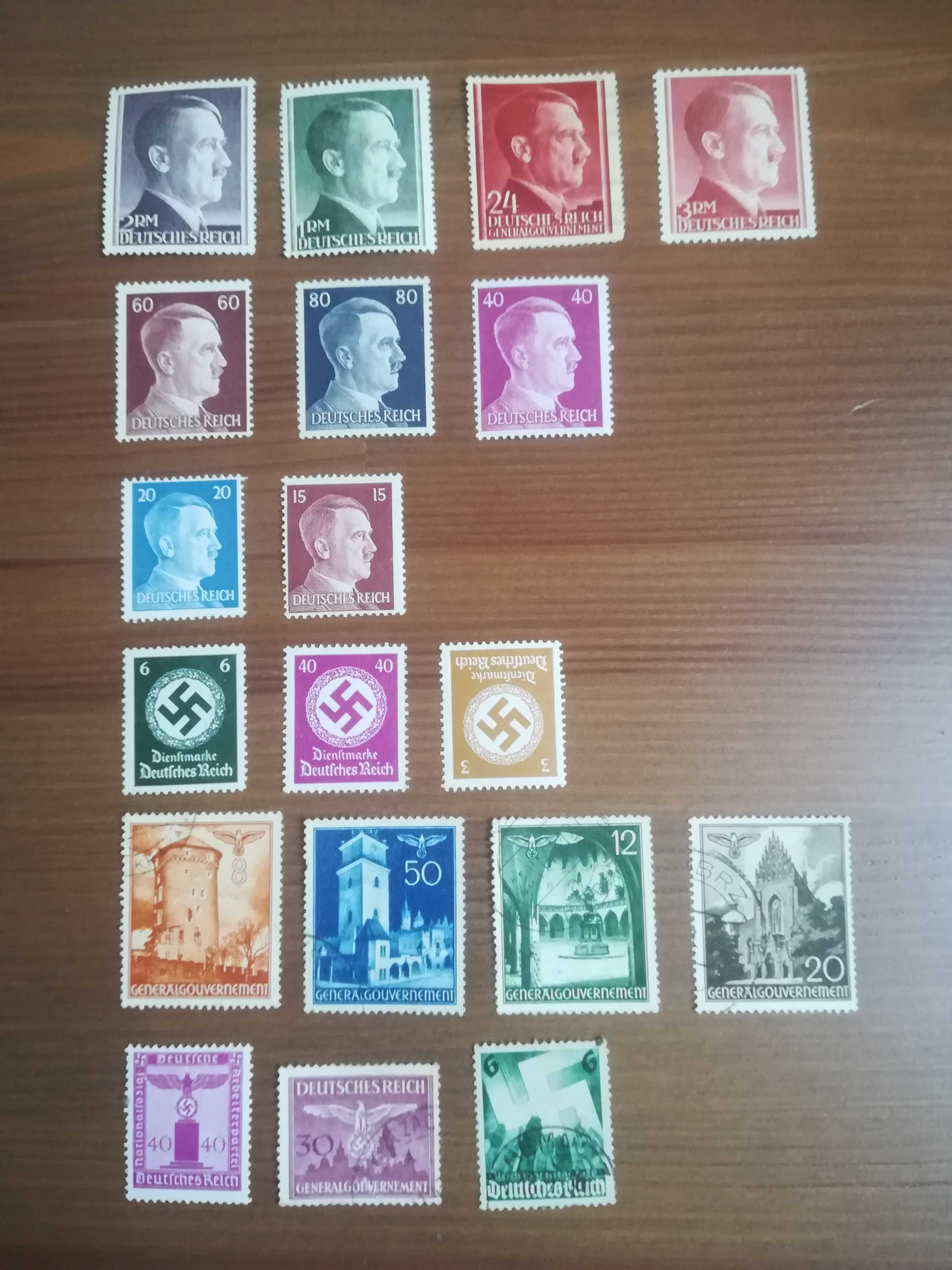 Zabytkowe Znaczki Niemieckie z Wizerunkiem Adolfa Hitlera
