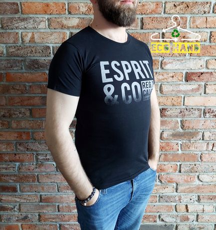 Koszulka t-shirt męski firmy Esprit rozmiar M czarny stylowy