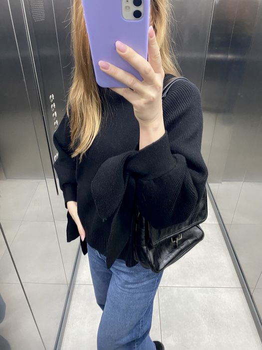 Sweter z golfem Zara 36 S czarny z wiązaniami