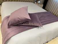 Conjunto tapa pés e fronhas almofadas (cores lilás/malva ou cinza)