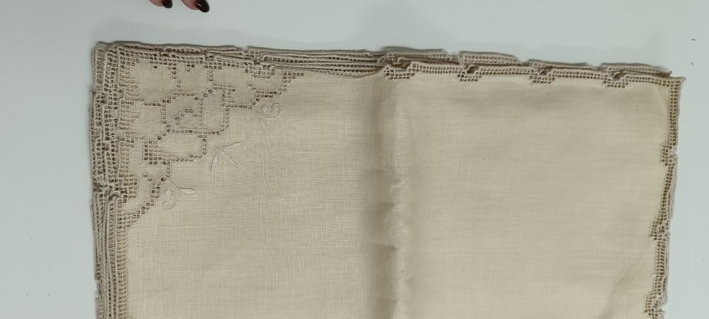 Toalha de mesa bordada à mão com 12 guardanapos