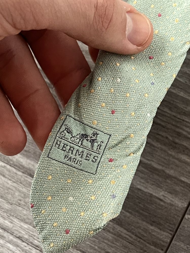 Vintage Krawat Hermes Paris Luxury Made in France Monogram 100% Silk