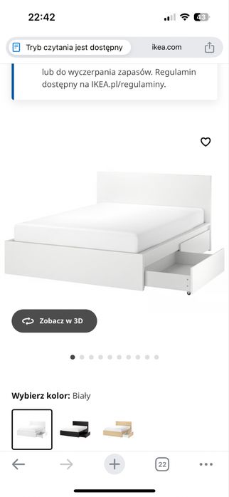 Rama łóżka ikea malm z 4 szufladami