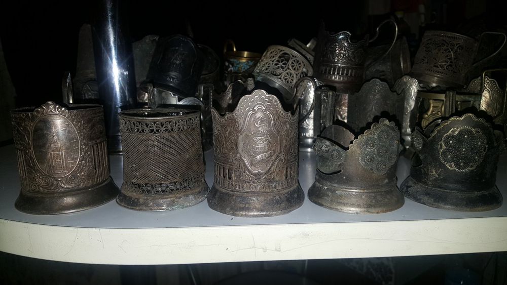 Подстаканники посеребренные коллекция 90 шт.