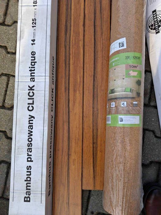 Podłoga bambusowa ANTIQUE lakierowany – Click, 29,4 m2 + korek na spód