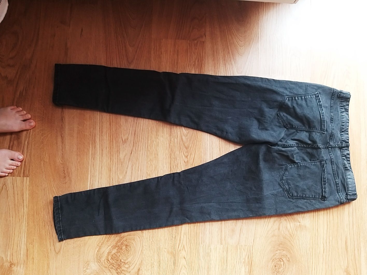 Jeansy Denim szare spodnie skinny W32 L32 grunge pale rock metal punk