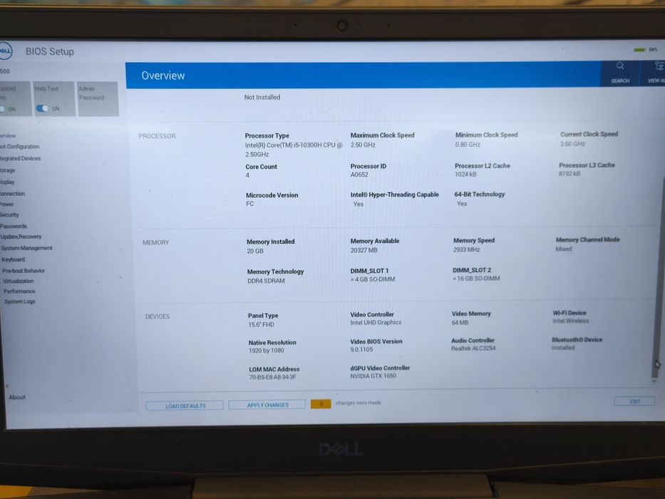 Ноутбук Dell G3 3500 i5-10300h 20g gtb Ram 1tb ssd Nvidia gtx1650