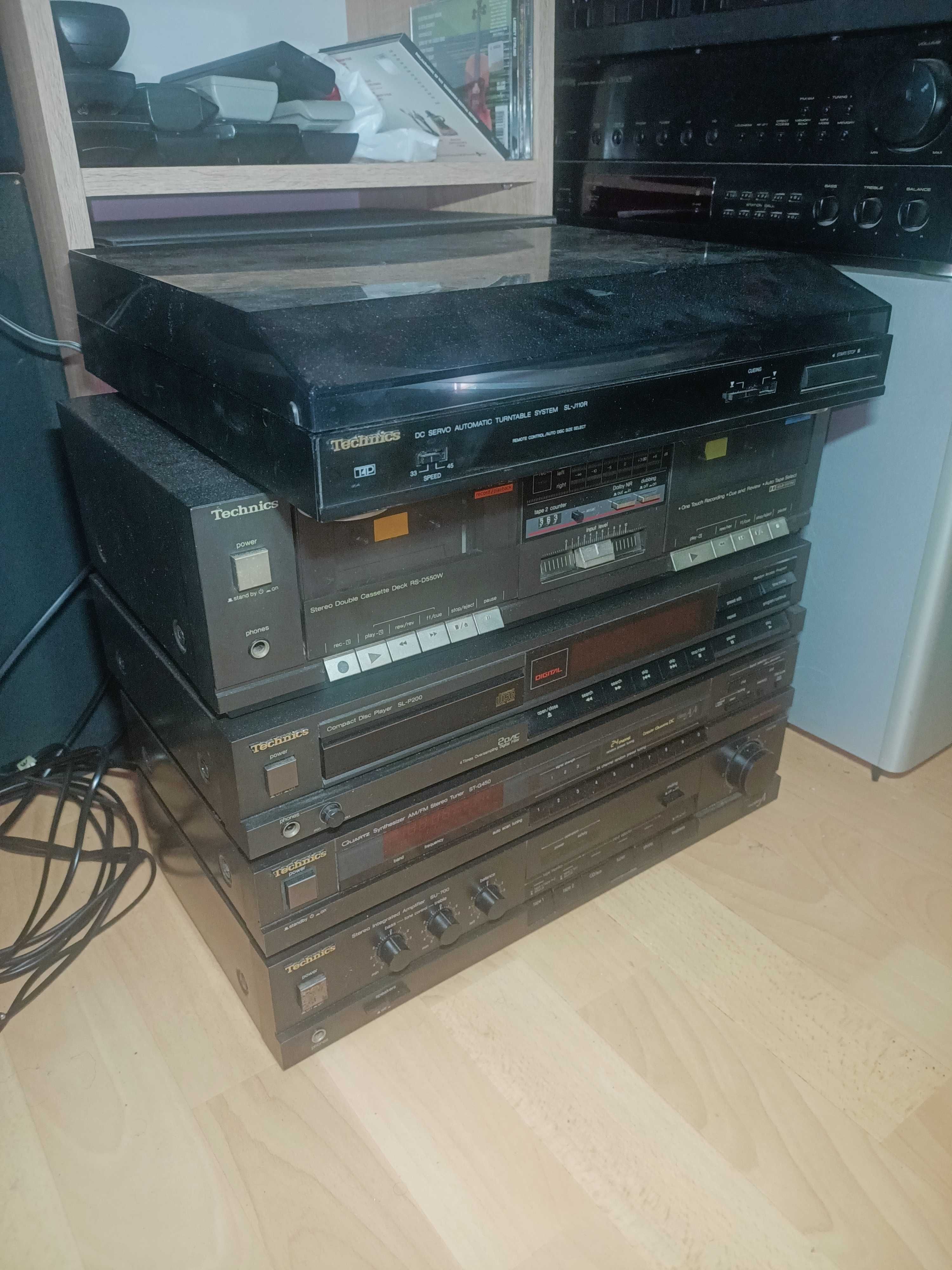 Wieża Technics SU-700, ST-G450, SL-P200, RS-D550W + gramofon SL-J110R