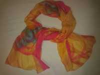 Красивый, легкий шарф для весны из индийского шелка на подарок.