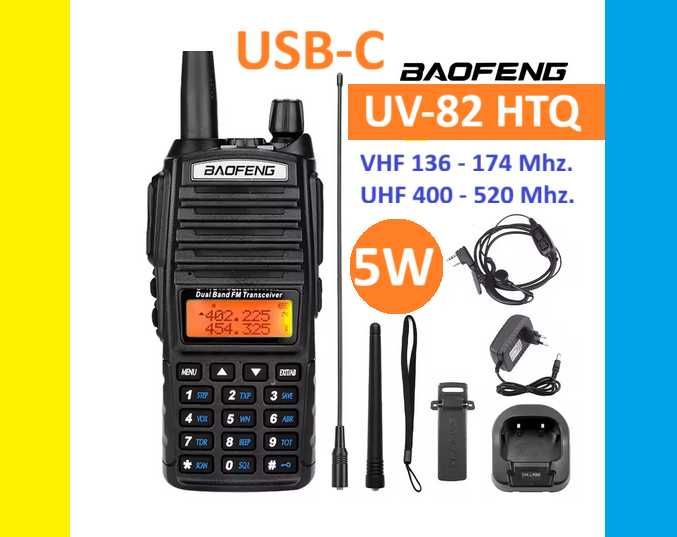 BAOFENG UV-82 HTQ_5W_USB-C_Radiotelefon_Krótkofalówka_Rozblokowany_PMR