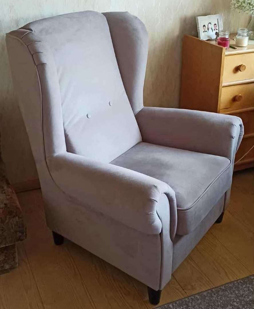 Fotel Uszak jak nowy - Agata Meble - kolor szare cappuccino