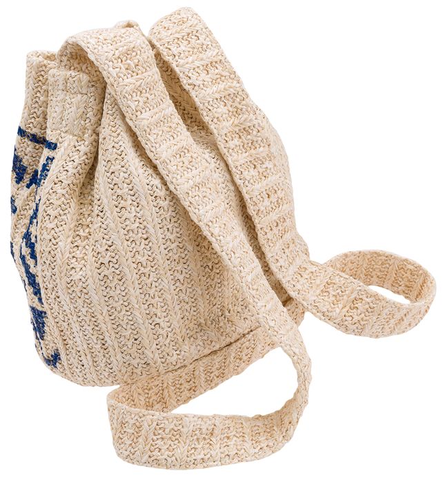 mała, słomiana torebka worek z pomponami, idealna na lato - cavaldi