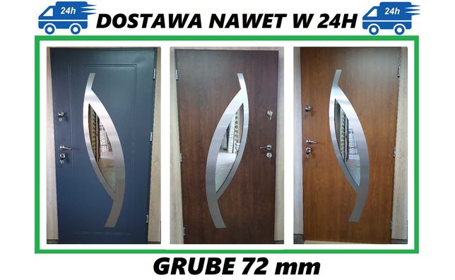 Drzwi zewnętrzne 80, 90 GRUBE 72mm model "MIRIAM" SZYBKA DOSTAWA