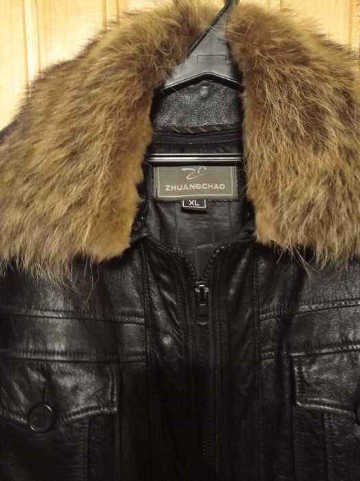 Зимня кожана куртка чоловіча осінь/зима 50 розмір