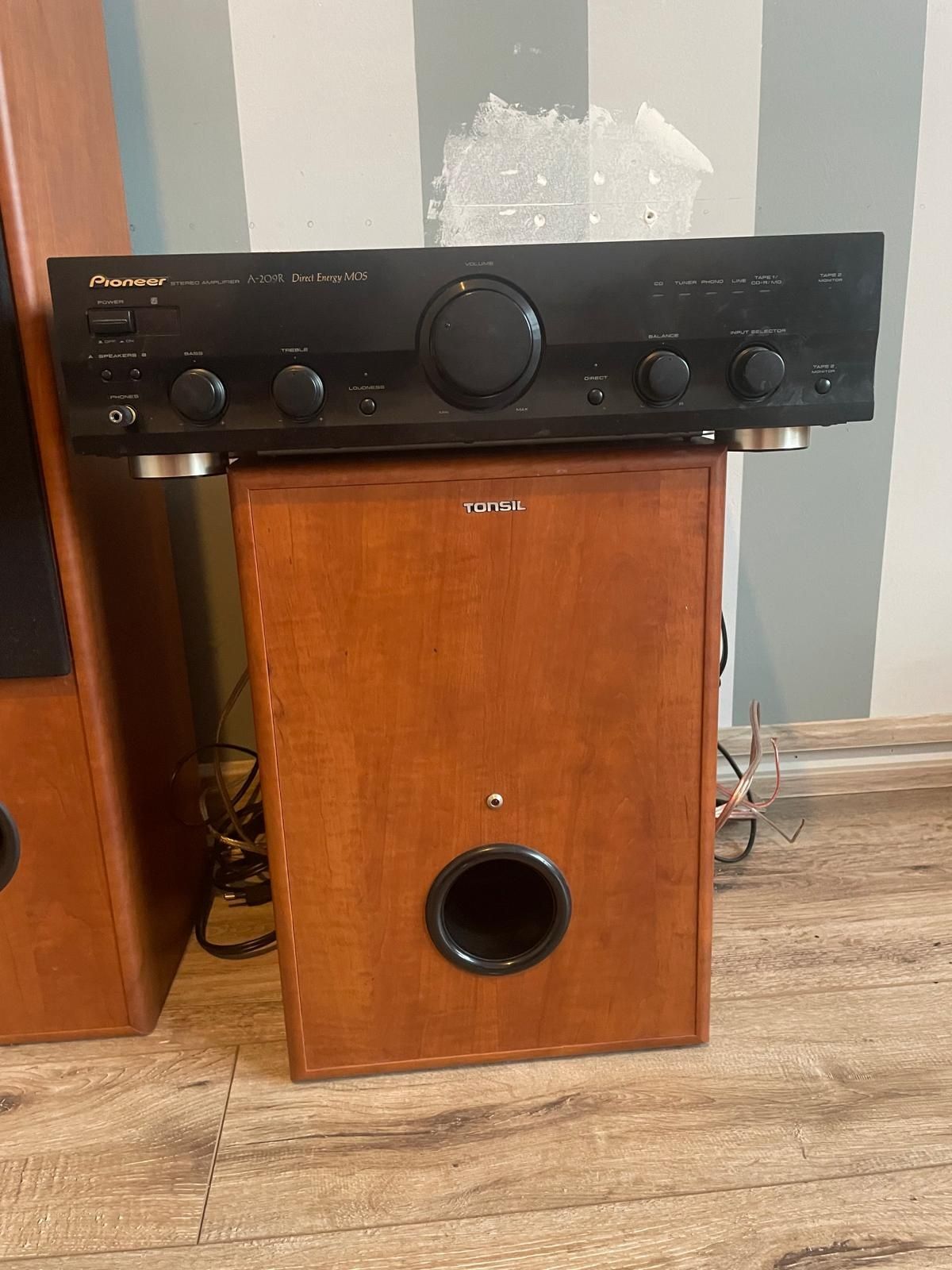 Zestaw kolumny Tonsil Fenix 2, Subwoofer i wzmacniacz Pioneer A209R