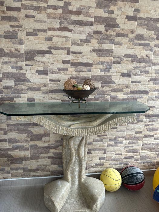 Consola mármore e vidro