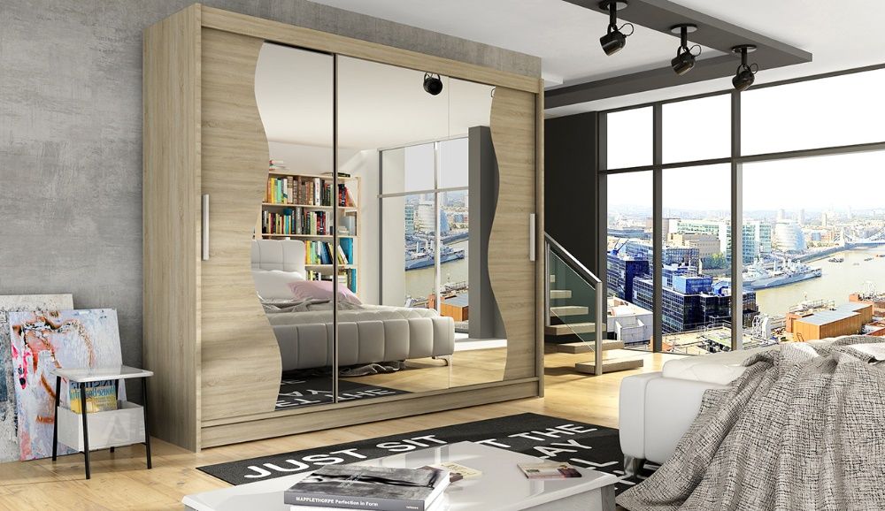 Szafa Przesuwna Garderoba BOSTON S 250cm LED 4 Kolory DOSTAWA 10 dni
