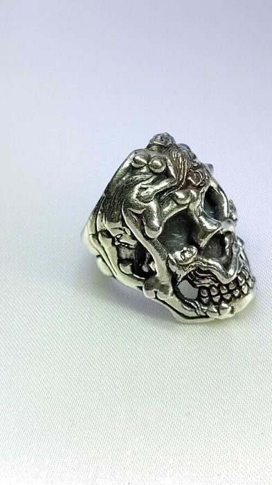 Srebrny sygnet - 925 - czaszka - nr 031