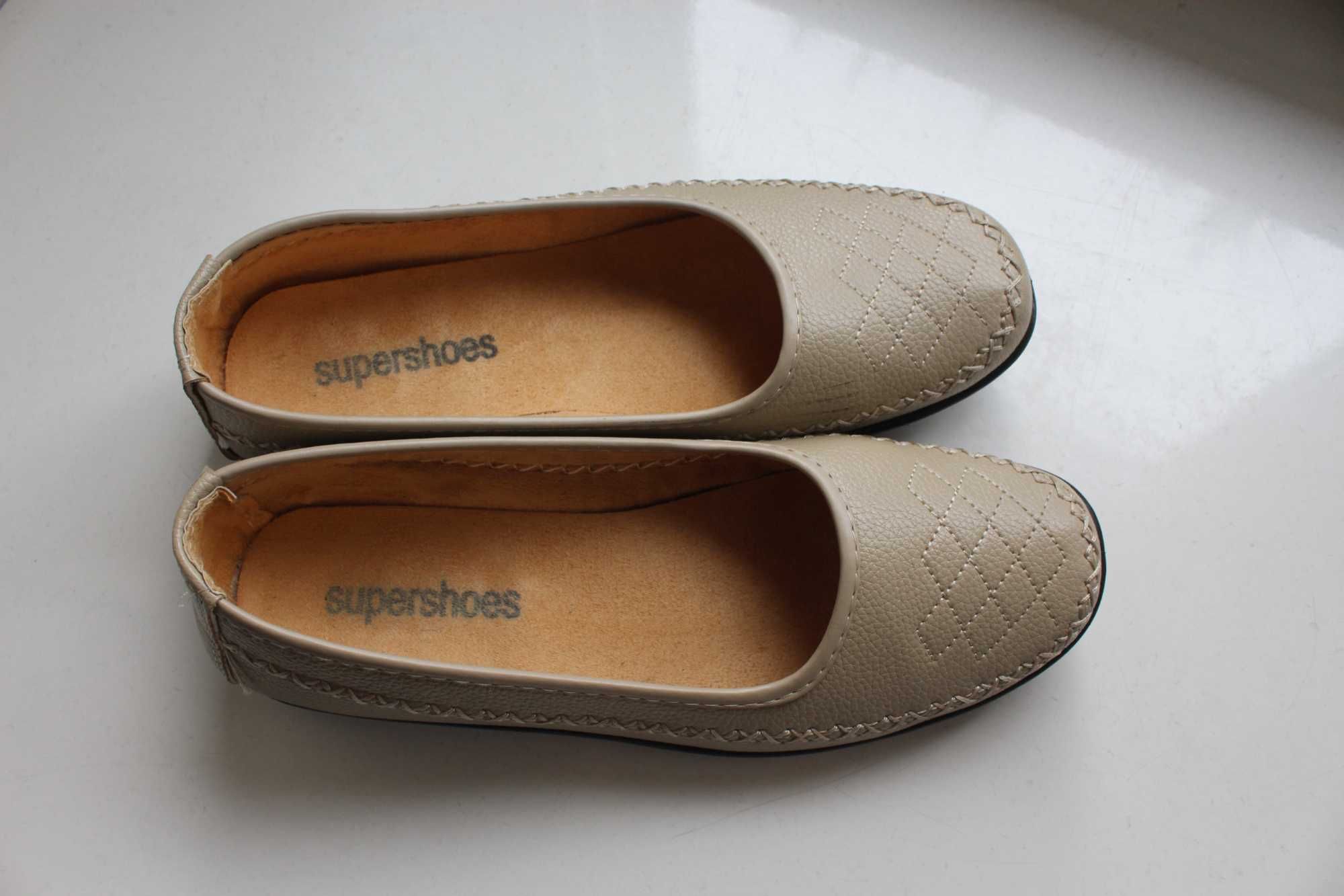 Półbuty botki baleriny mokasyny damskie beżowe wygodne Supershoes 40