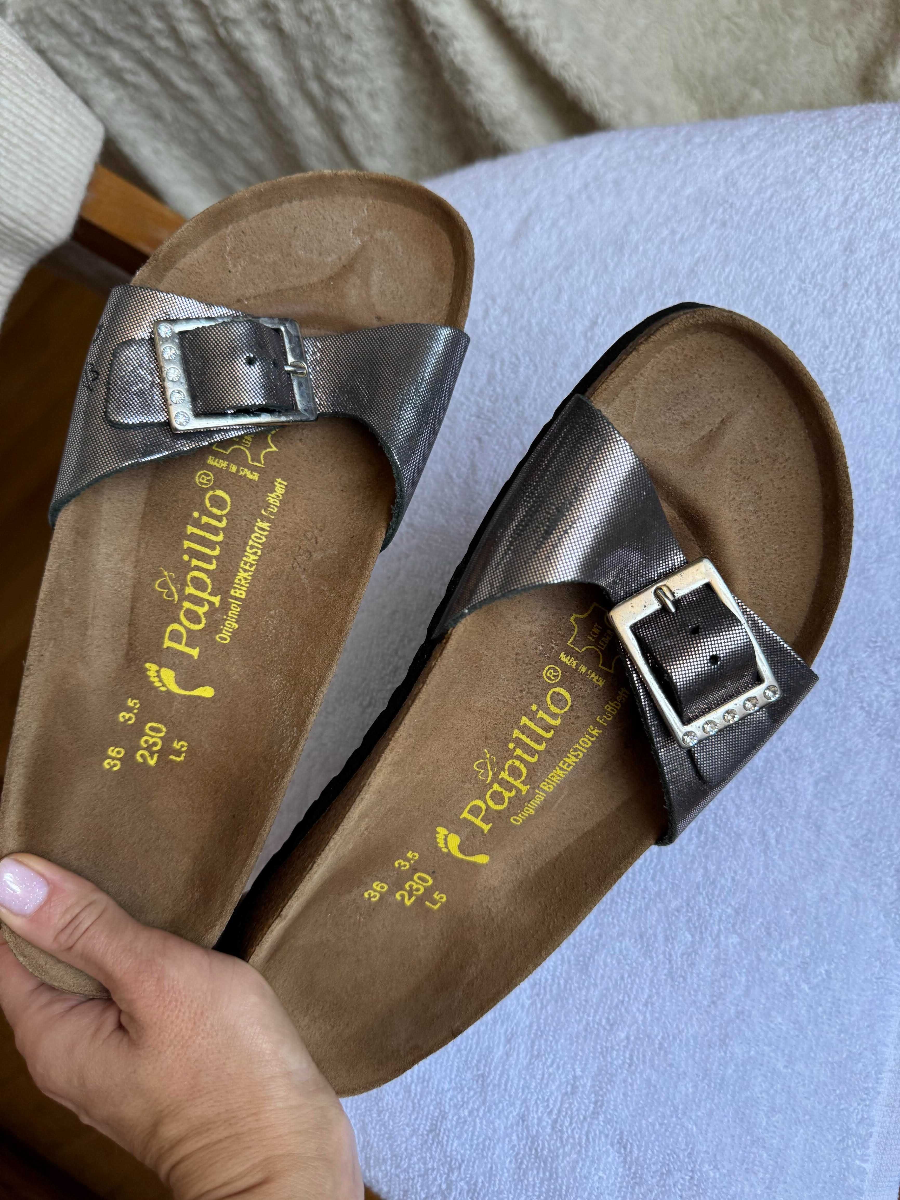 Шльопанці анатомічні срібні Birkenstock Limited edition Papillio 36