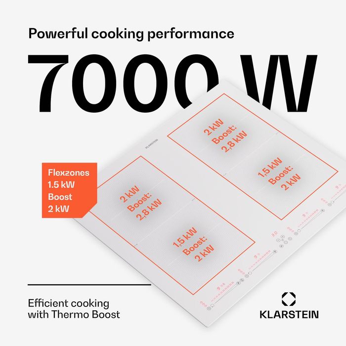 Индукционная плита 60 см  4 зоны Flex 7200W Touch White(Нiмеччина)