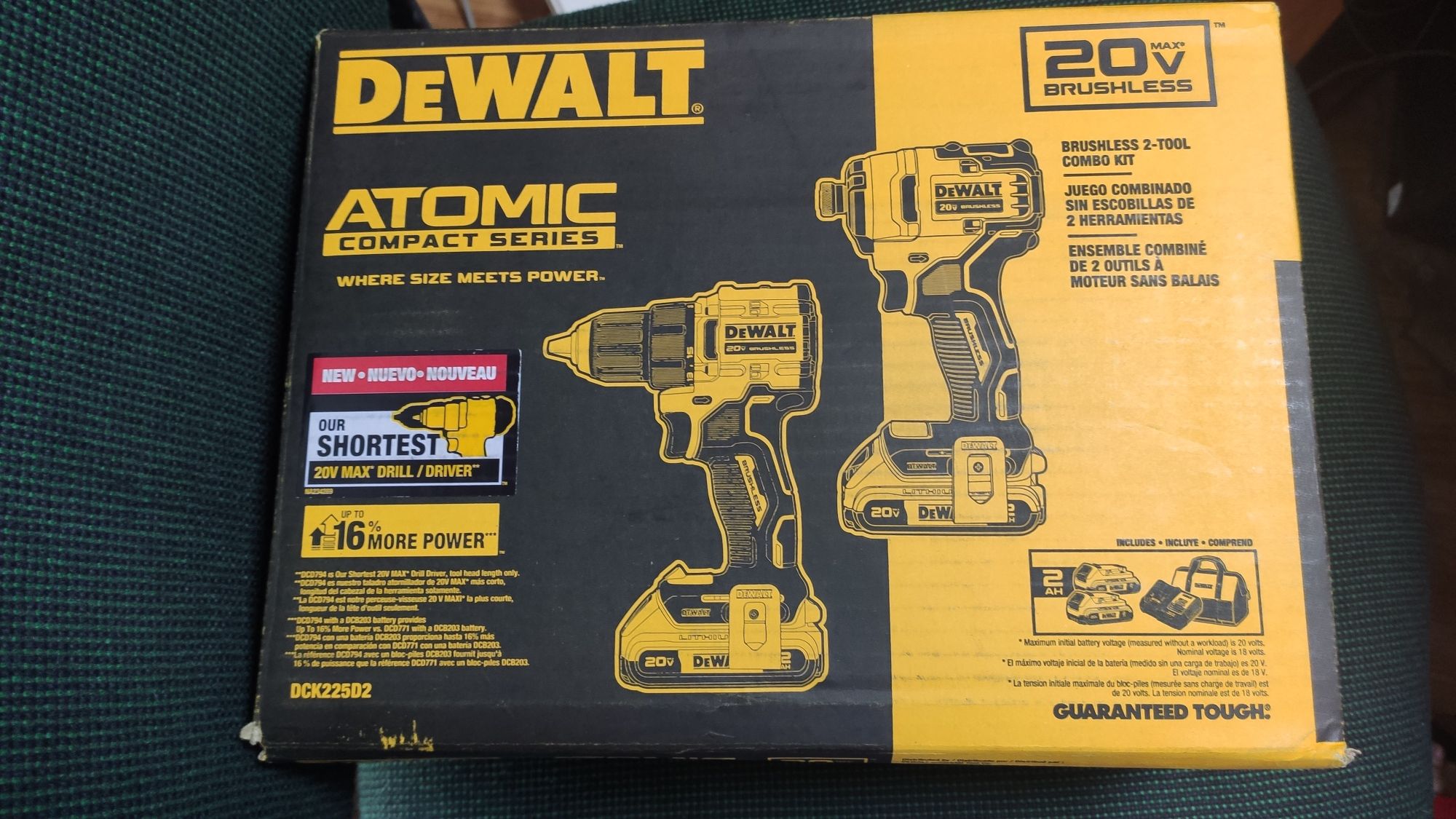 Безщітковий шуруповерт + імпакт  DeWalt DCK225D2 20V (DCD794.DCF809)