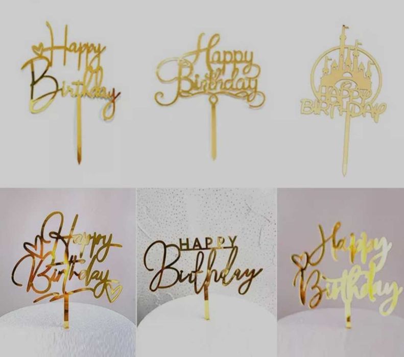 Дзеркальний топпер прикраси на торт один рік one з днем народження