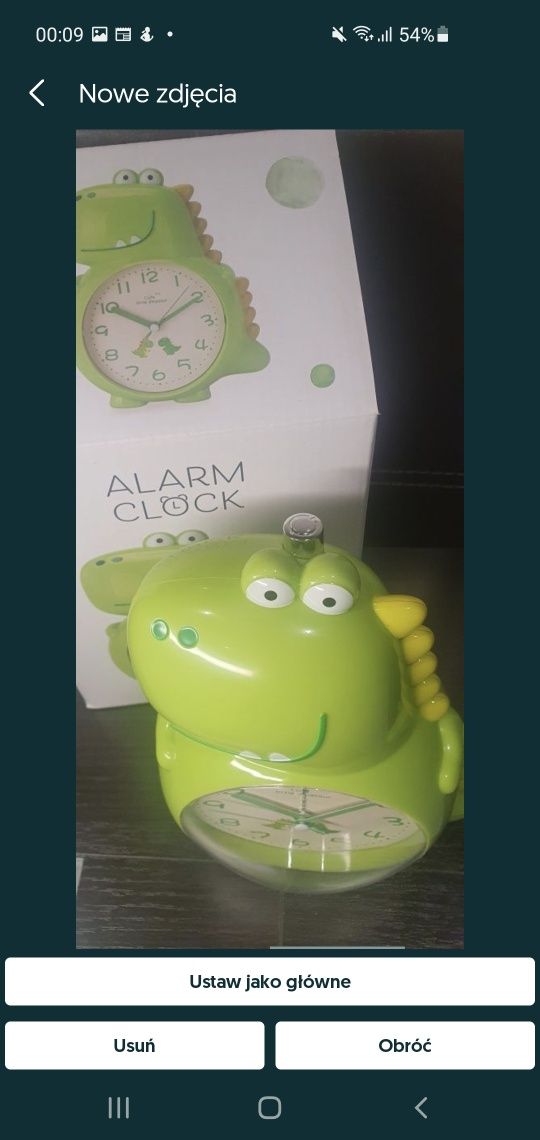 Budzik dinozaur zielony