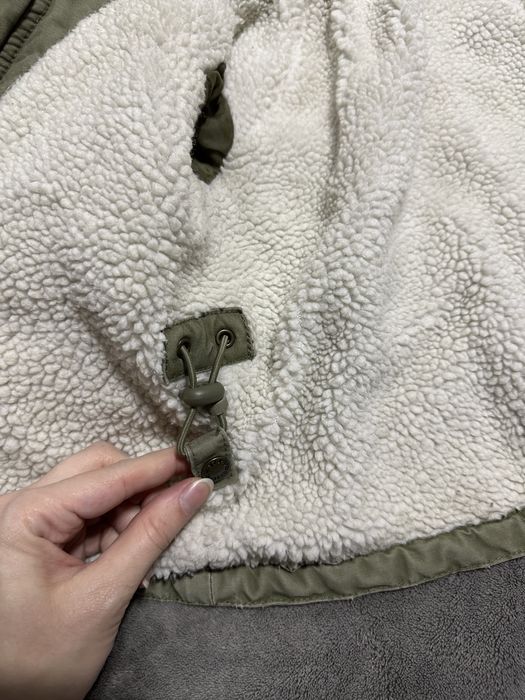 Kurtka zimowa parka na kożuszku H&M 68-74cm 6-9msc khaki #1737