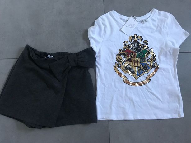 Nowe szorty jak spódnica Zara + Tshirt Harry Potter, 134/140, 8-10 lat