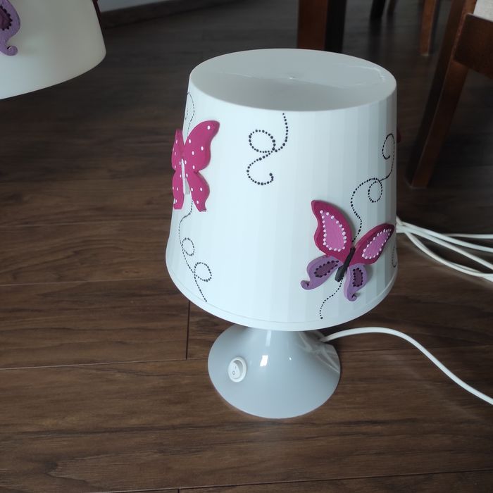 Lampa dla dziewczynki z motylami, motyle lampka nocna zestaw