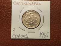 Checoslováquia - moeda de 3 coroas de 1965