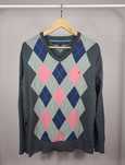 Tommy Hilfiger elegancki męski sweter w romby bawełna 100% r.M