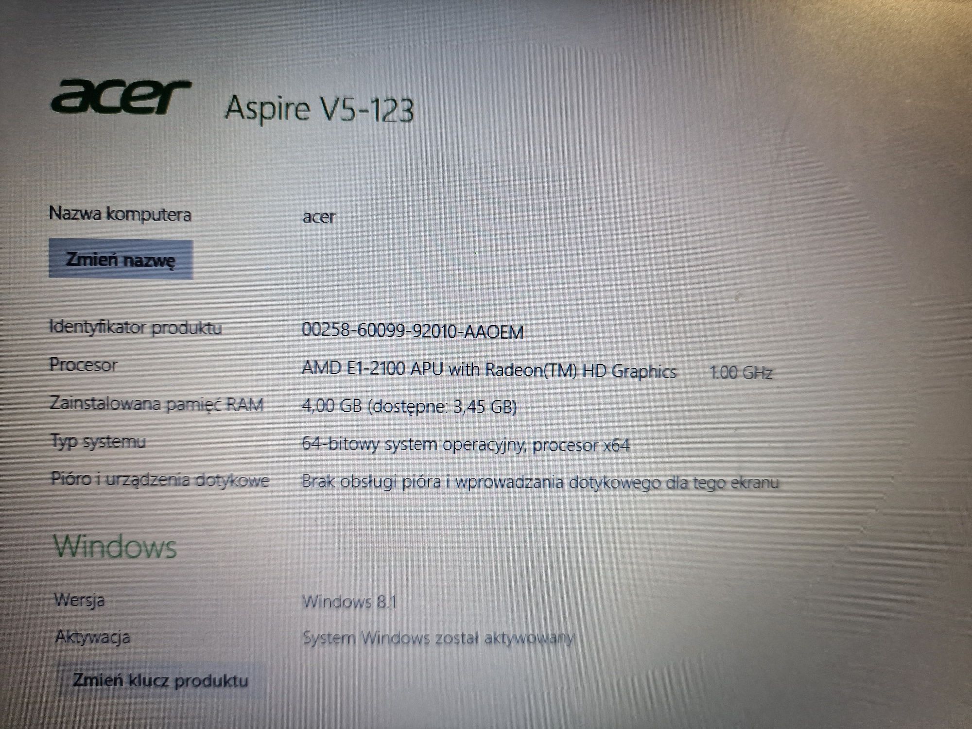 Laptop Acer Aspire v5  15,6" 4gb ram 500gb