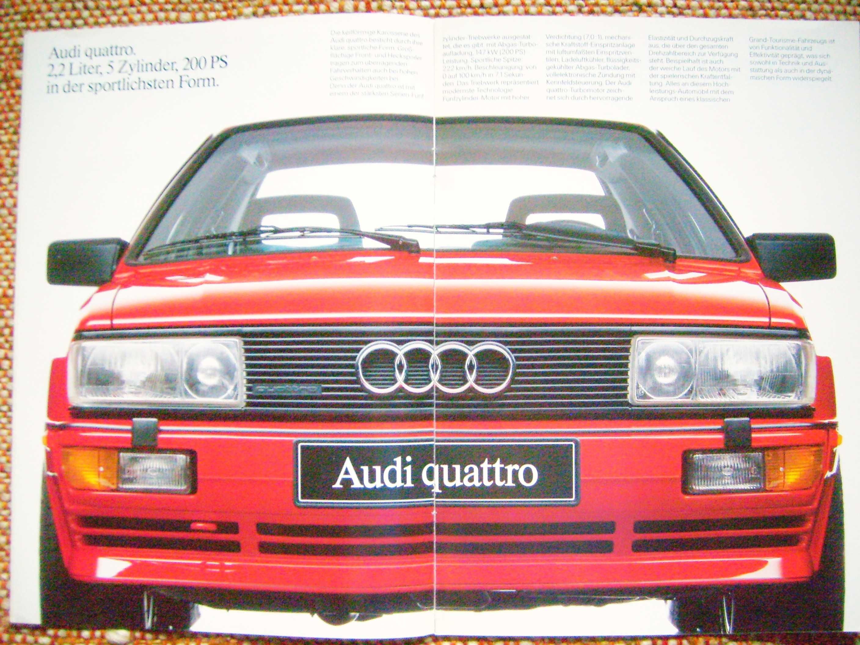 AUDI Quattro 2.2 Typ 85 / B2 * prospekt 1987 rok, 16 stron