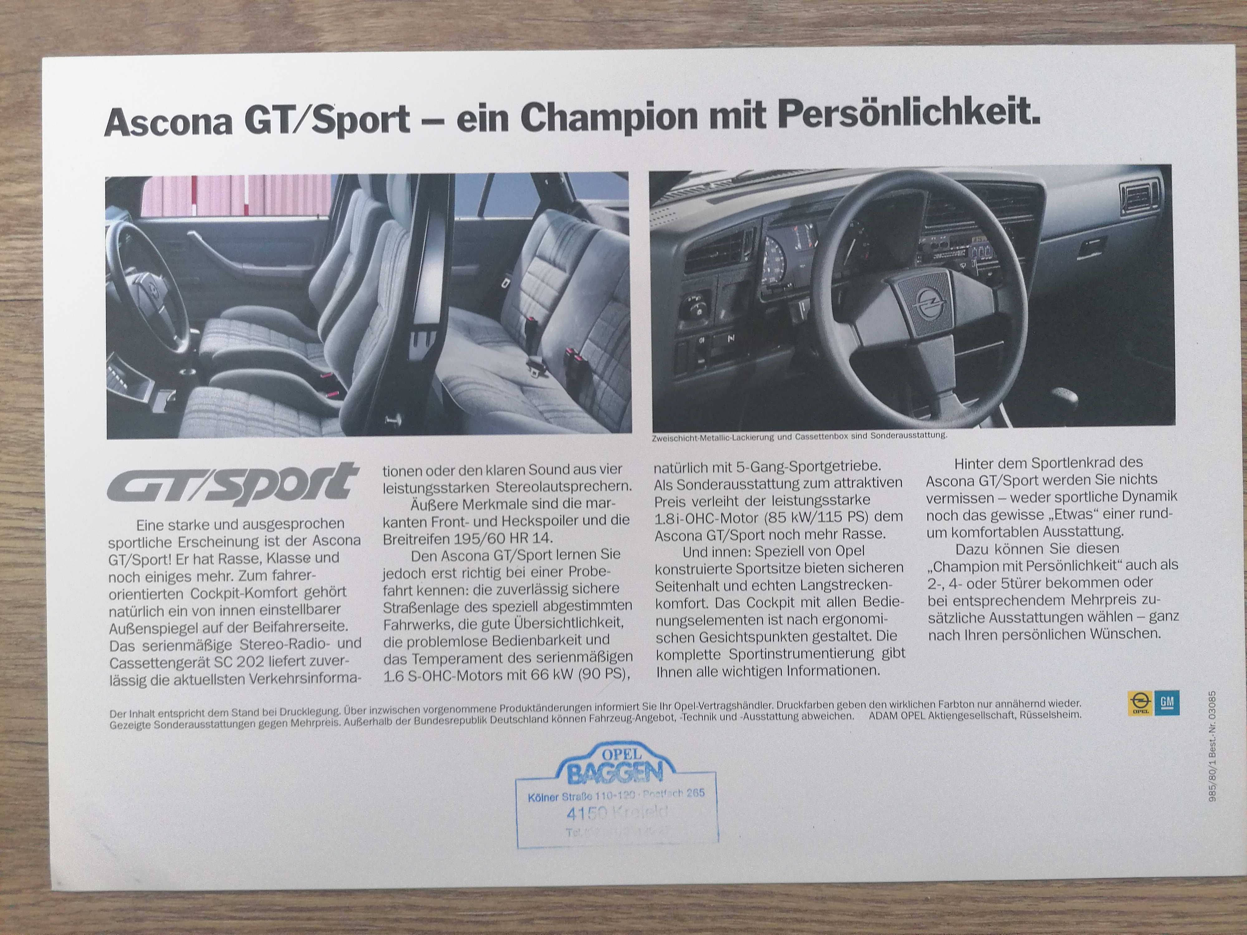 Prospekt Opel Acsona GT Sport