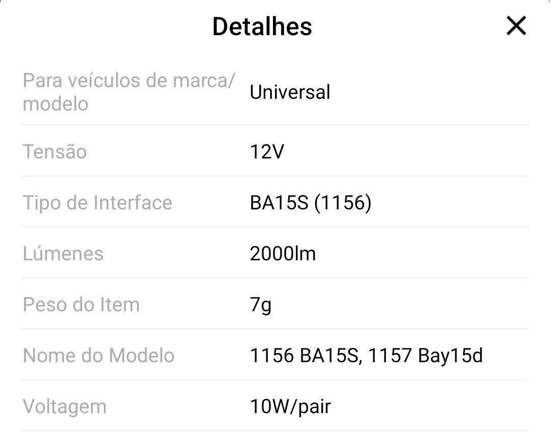 Lâmpadas Led P21W/BA15S