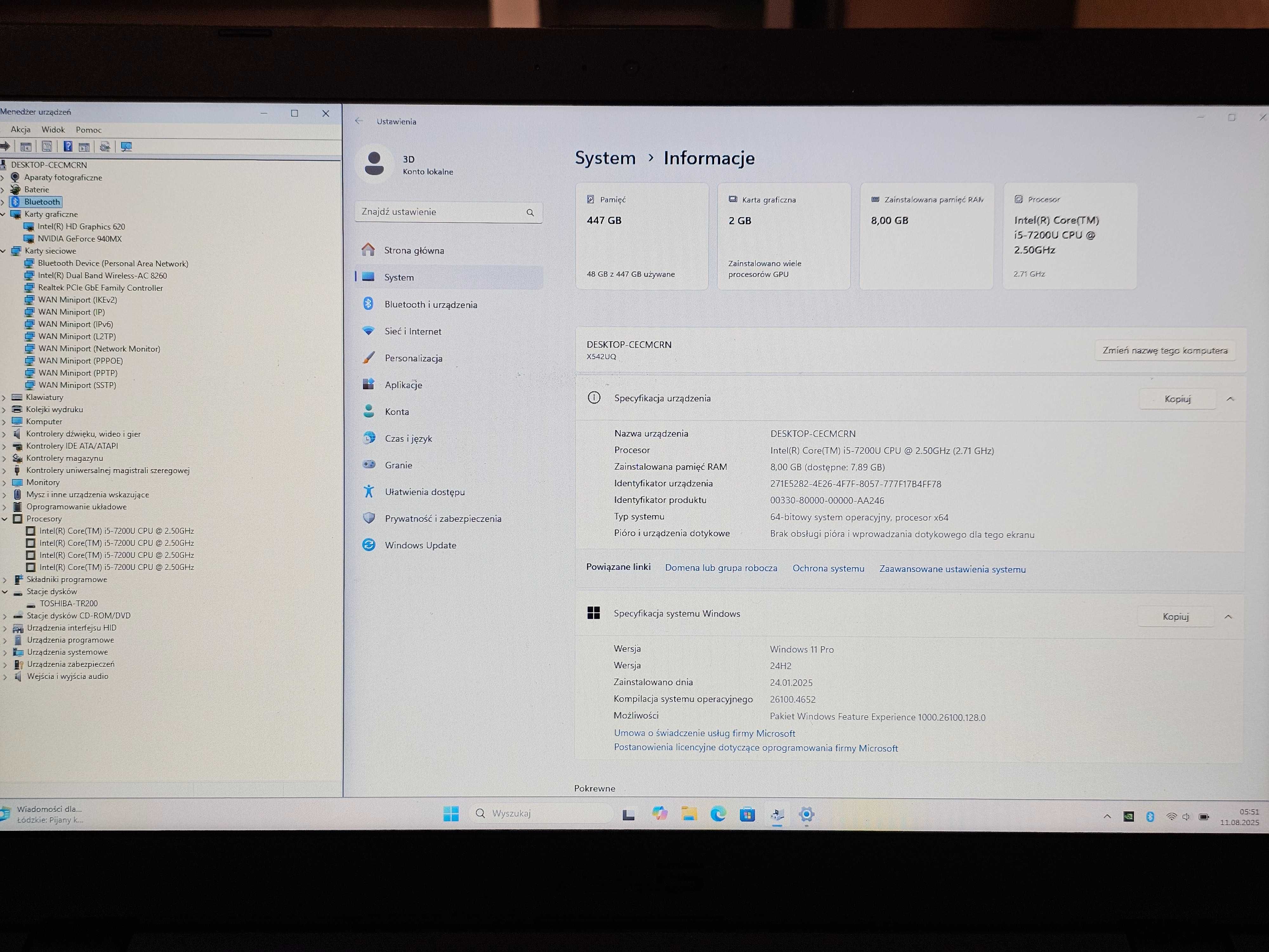 ASUS Vivobook 15,6"/i5/8Gb DDR4/SSD 480Gb/GeForce 940mx 2048Mb DDR5