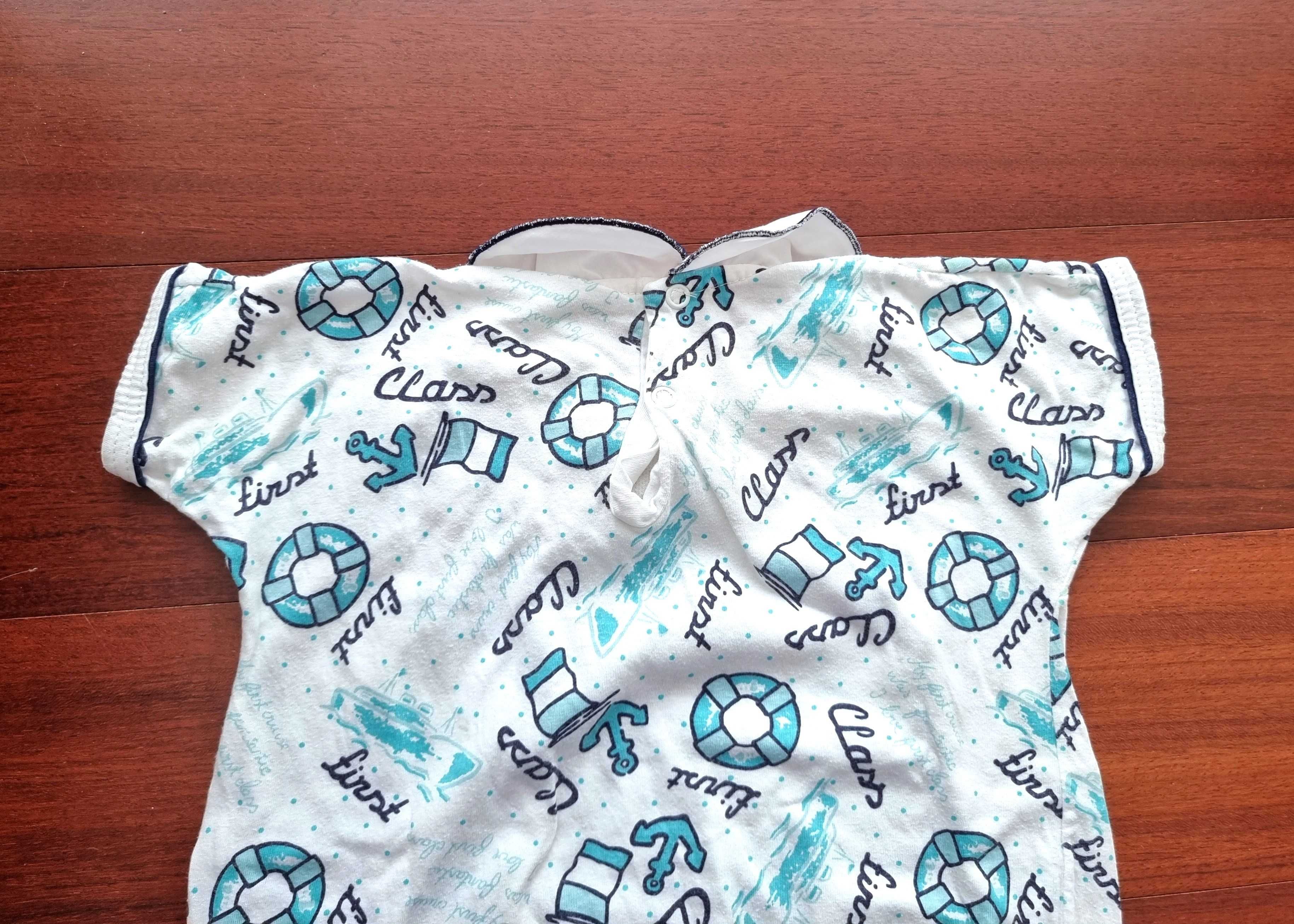 Romper branco com motivos náuticos 100% algodão, 3 meses