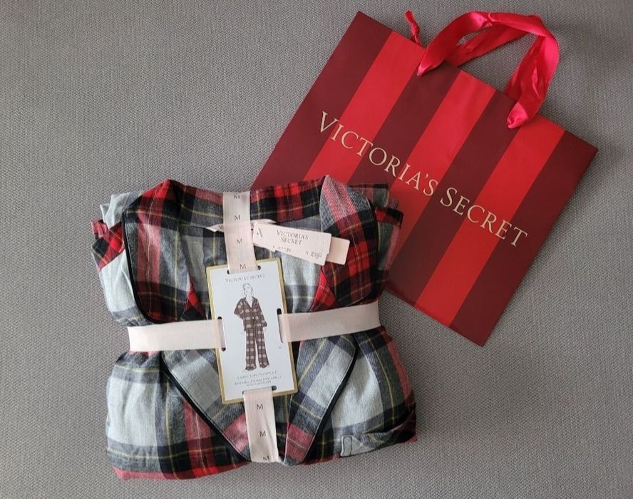 VICTORIA'S SECRET oryginalna z USA pizama flanelowa czarna czerwona M