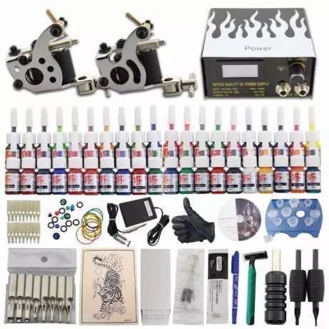 Novo kit profissional tatuagem 2 máquinas 40 tintas e todo o material