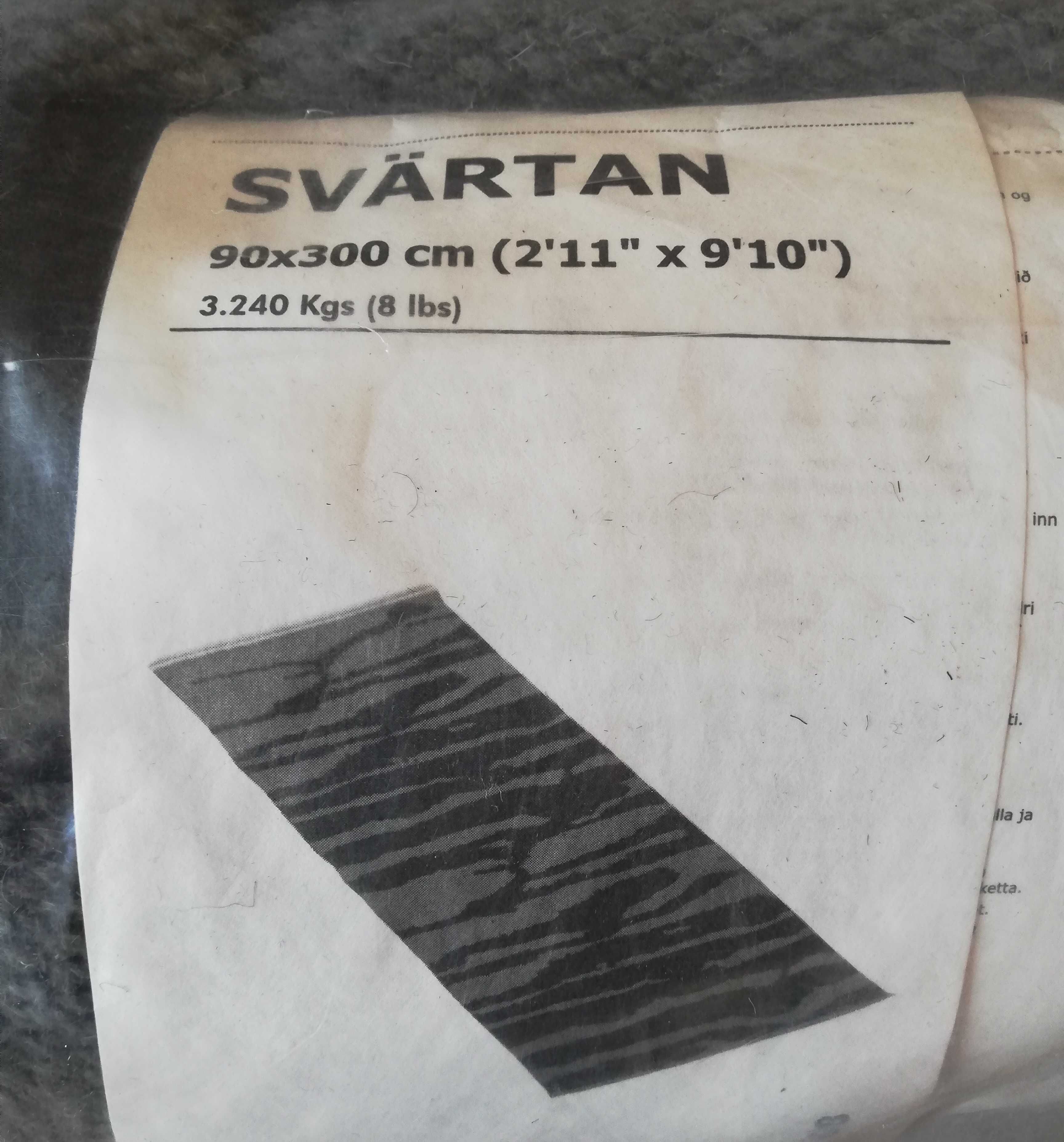 IKEA  Svartan   dywan   100% wełna      90x300 cm